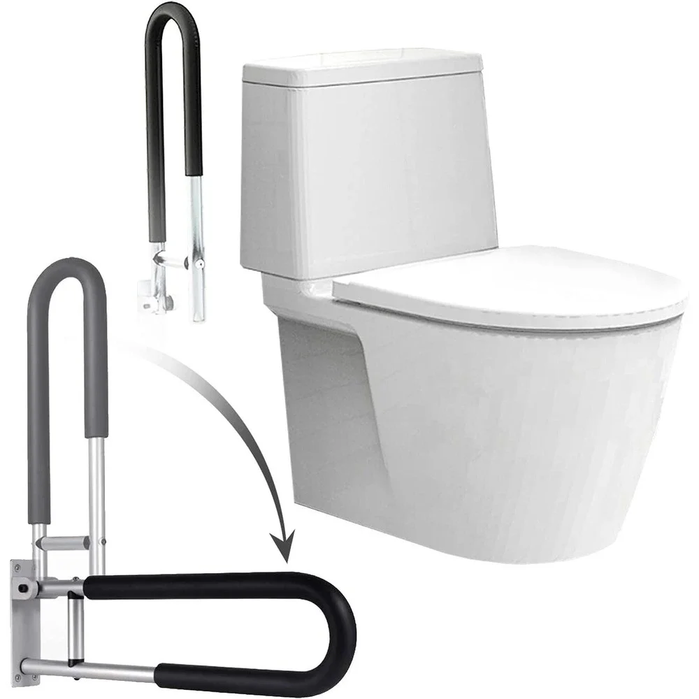 Fold-Up U-Shaped Aluminium Grab Bar 24-in – Bathroom Safety for Seniors